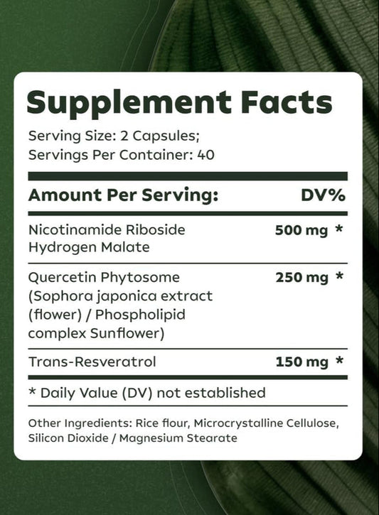 NADVital | NAD + Resveratrol + Quercetin 900mg x 80 caps